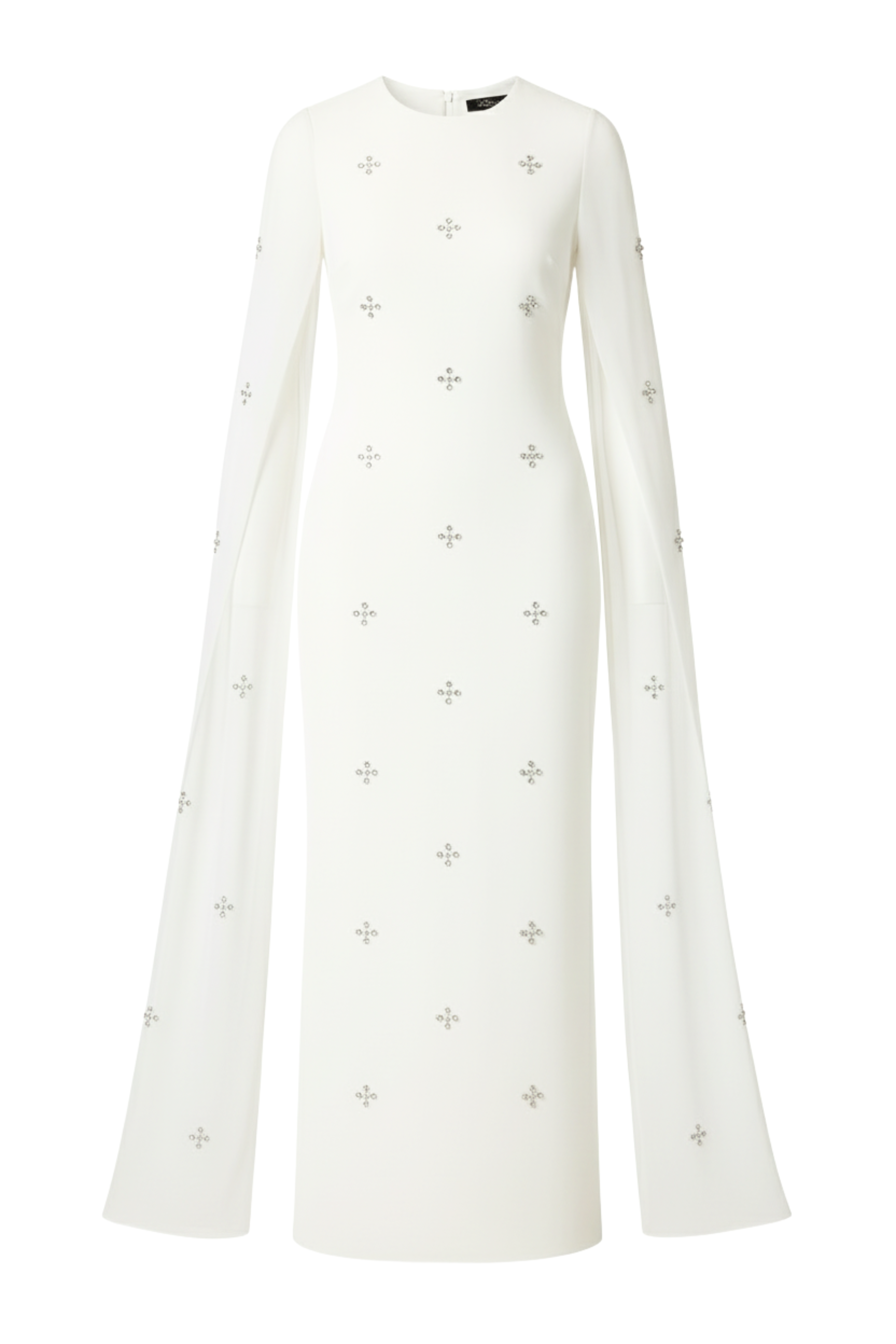 فستان سهرة شيفون بأحجار لامعة وأكمام شفافة