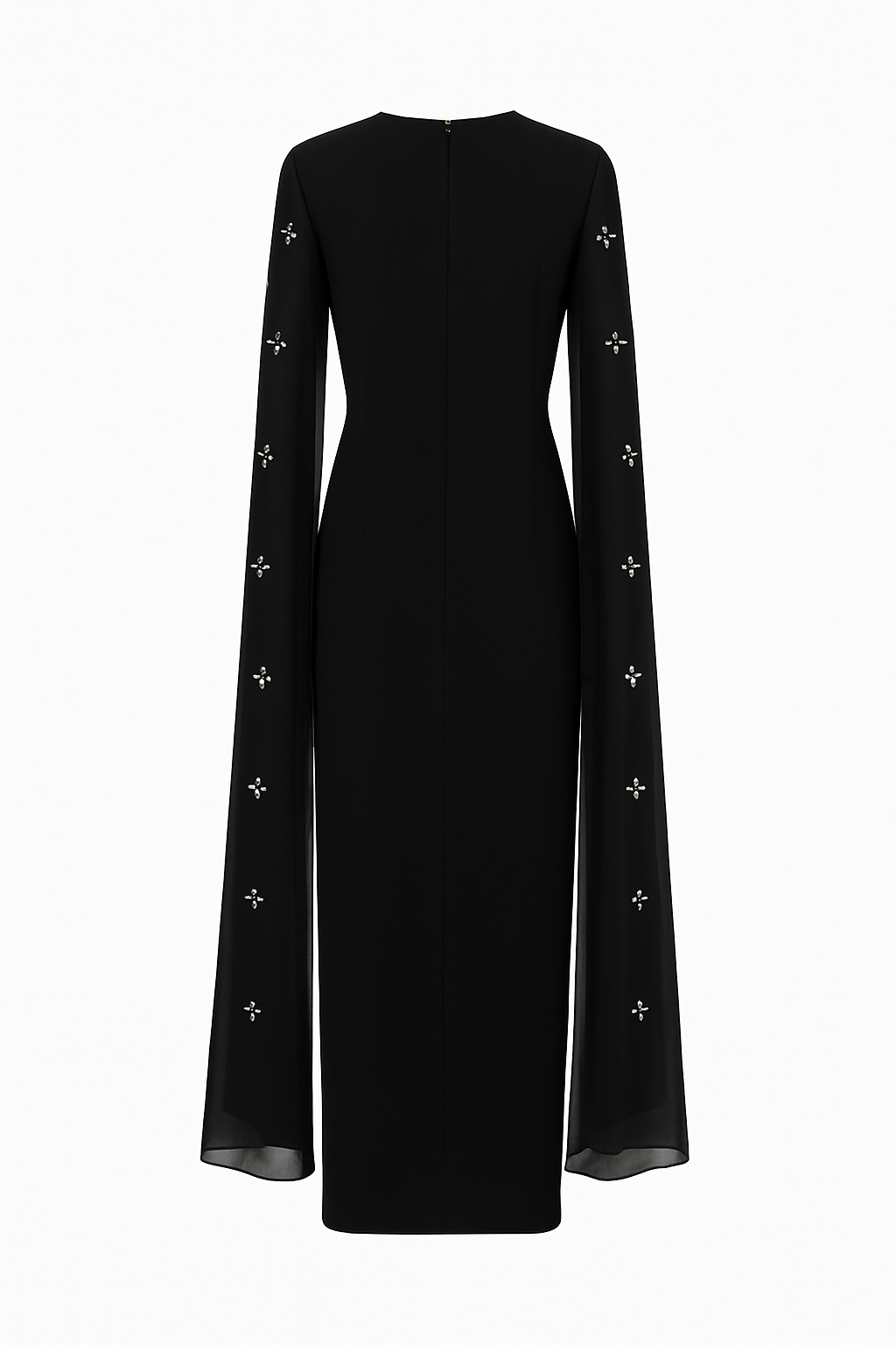 فستان سهرة شيفون بأحجار لامعة وأكمام شفافة