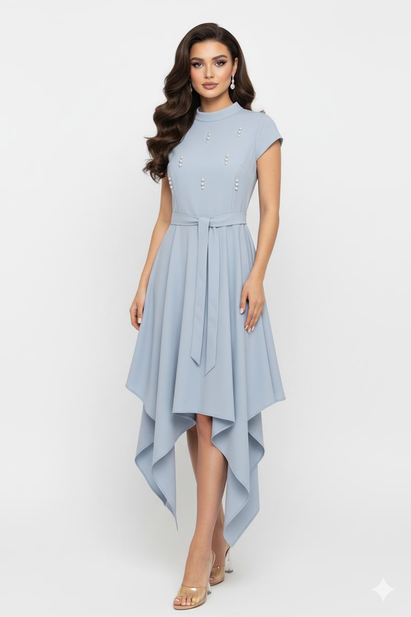Satin Evening Gown â€“ Luxurious Shine with an Elegant Waist Belt