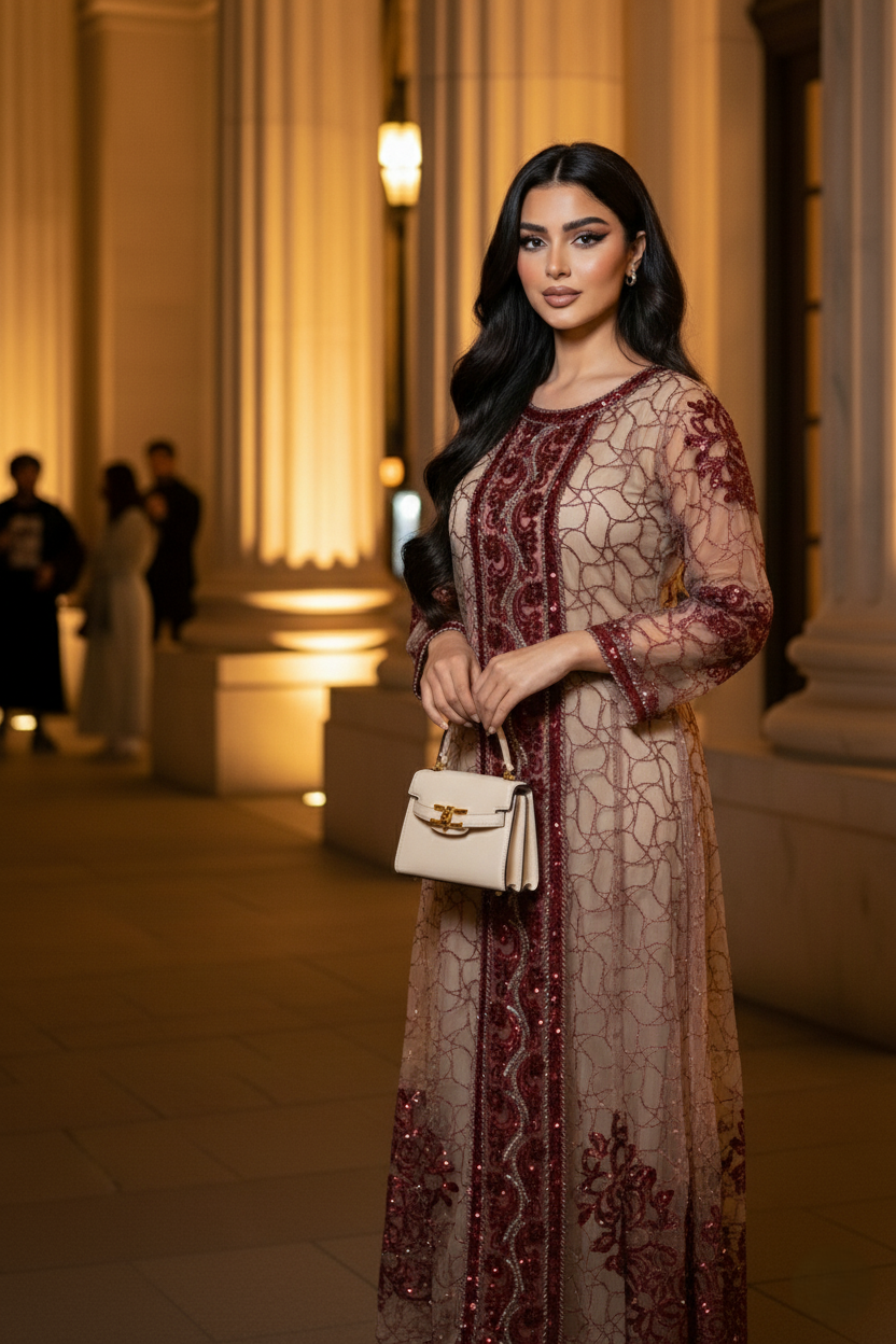 جلابية راقية مطرزة خلية 