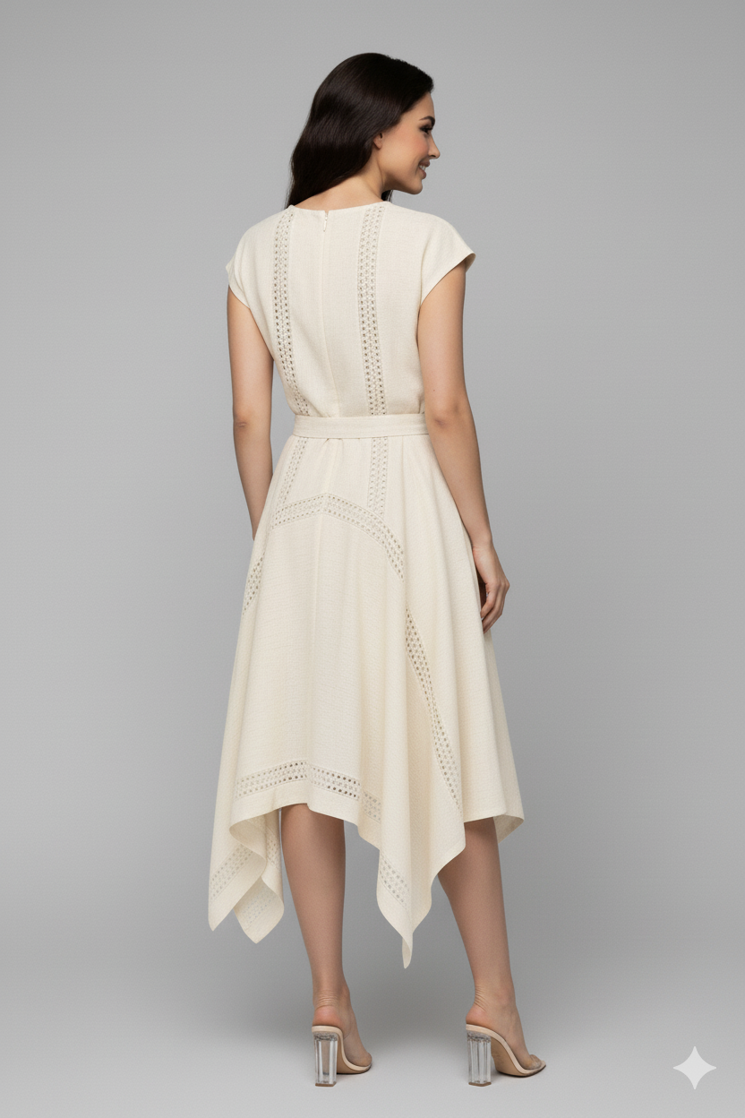 فستان ميدي بلمعة فاخرة وحزام 