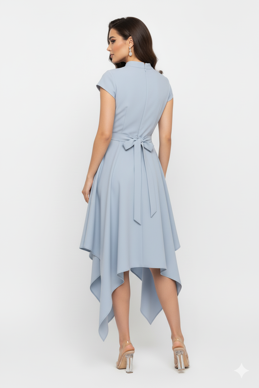  فستان سهرة ساتان مع حزام