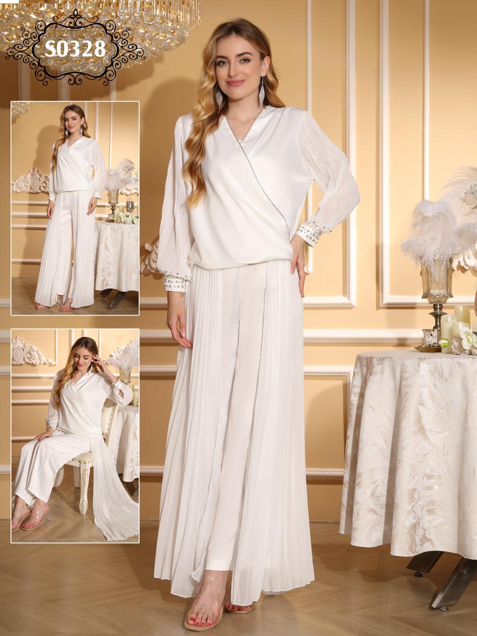  طقم ساتان فاخر  بلمسة لؤلؤية